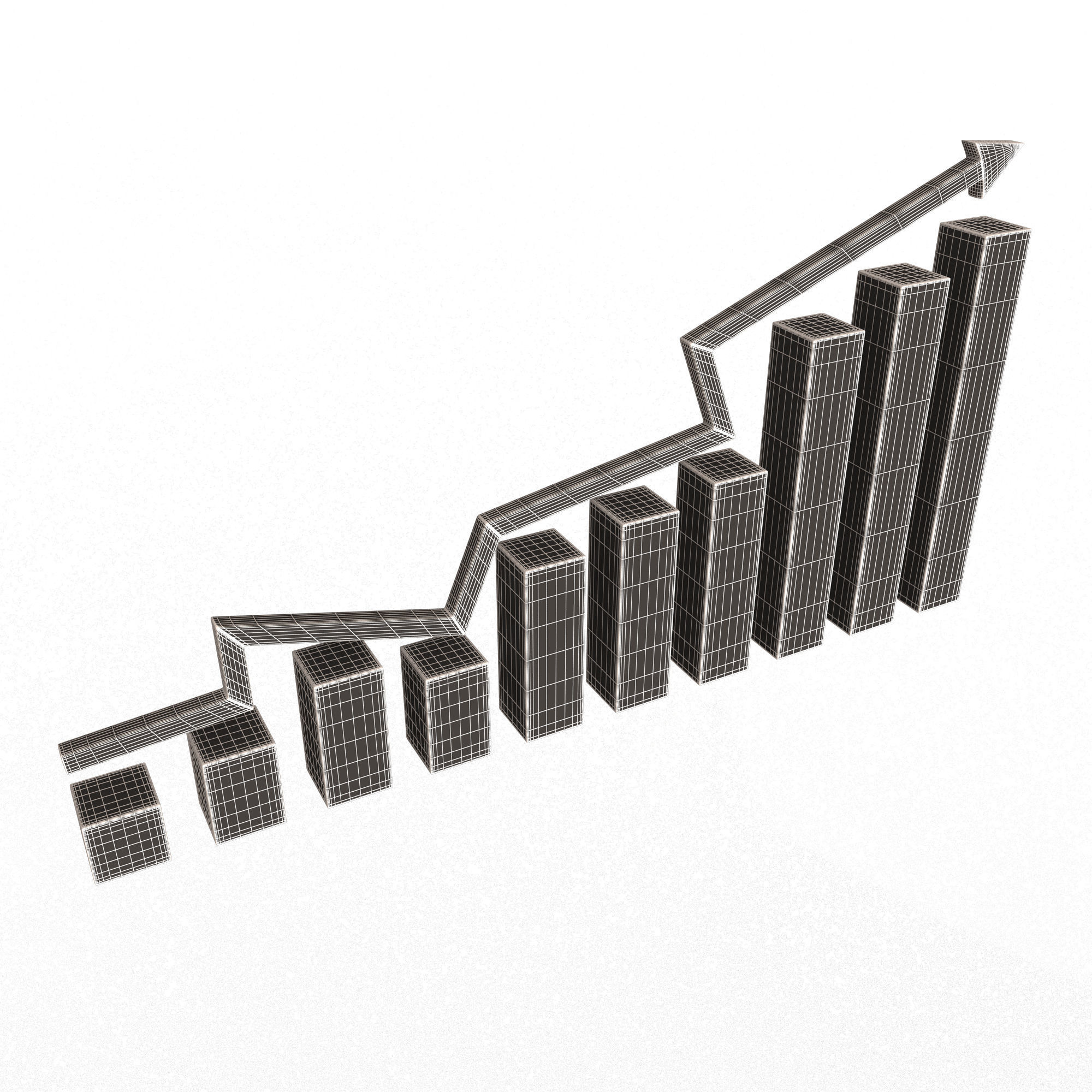 Graph Broken Up Low-poly 3D model_7