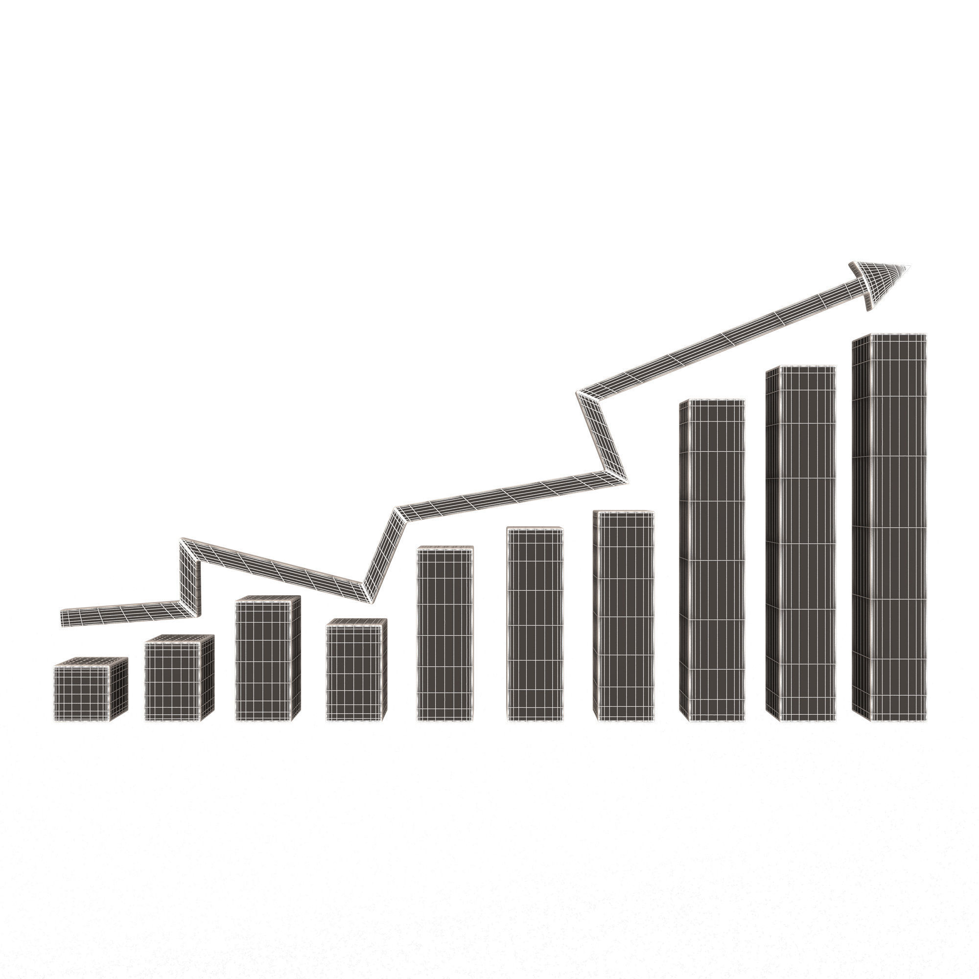 Graph Broken Up Low-poly 3D model_6