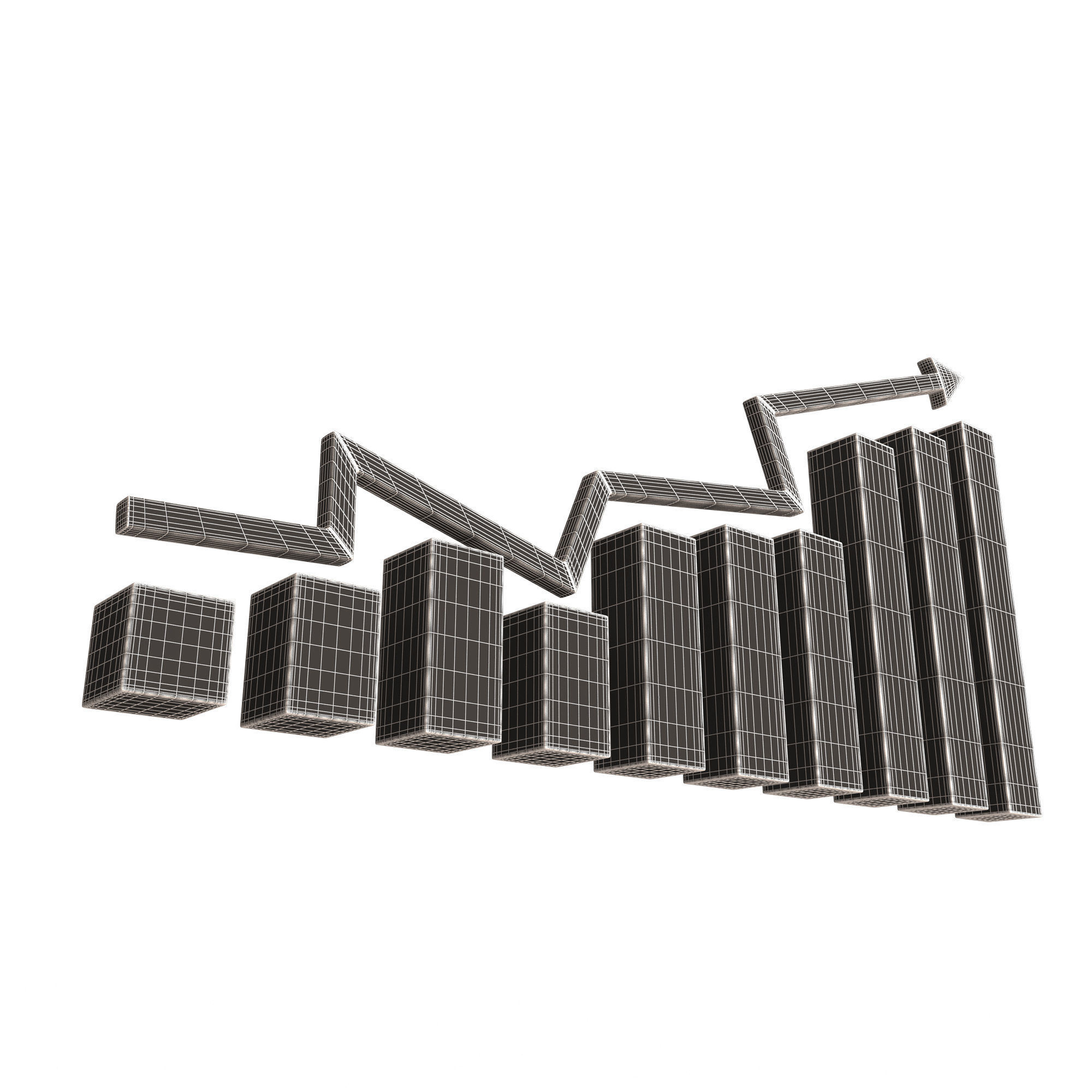 Graph Broken Up Low-poly 3D model_9