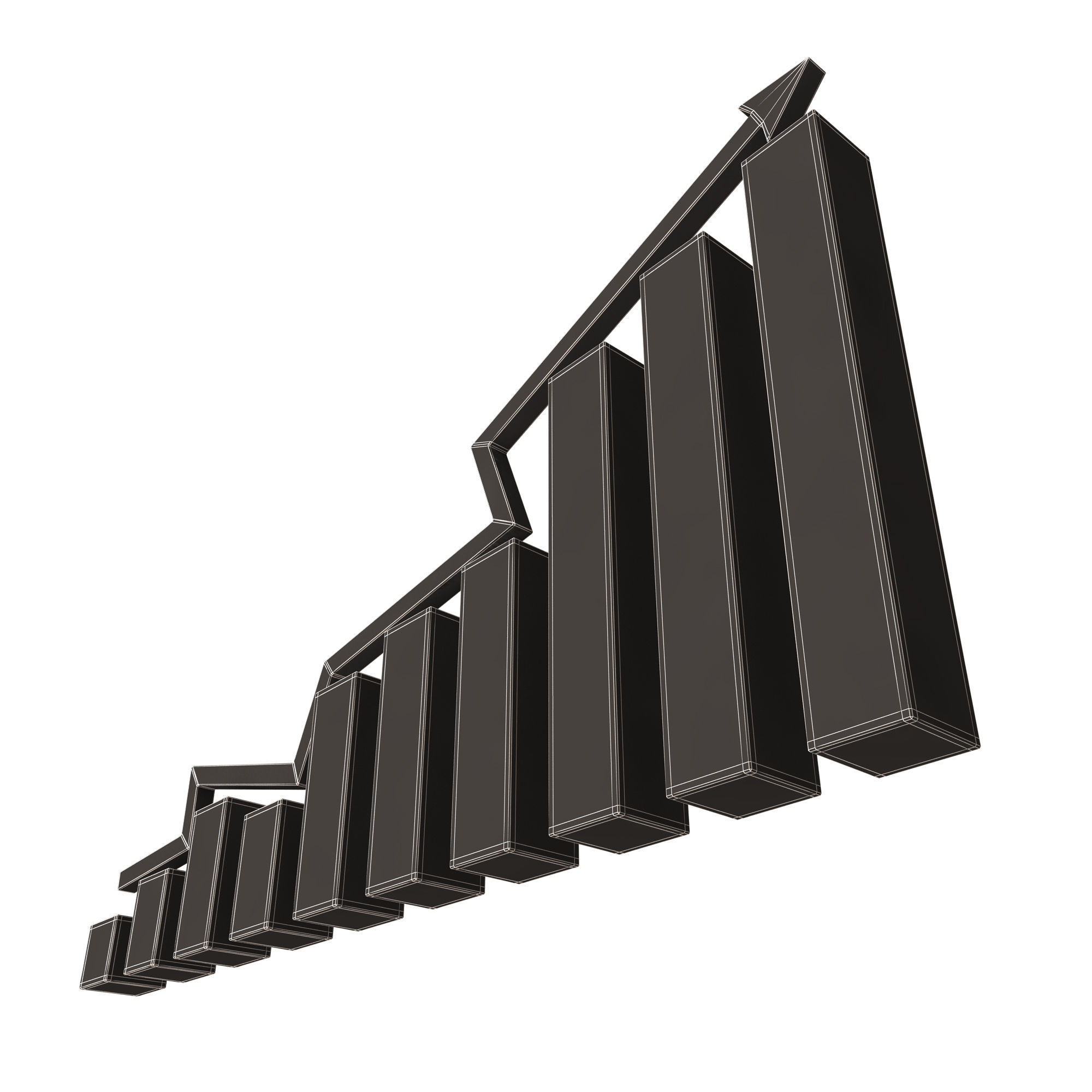 Graph Broken Up Low-poly 3D model_16