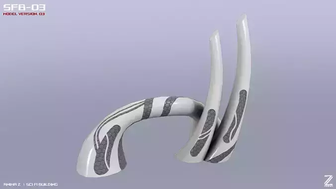 Scifi building Low-poly 3D model