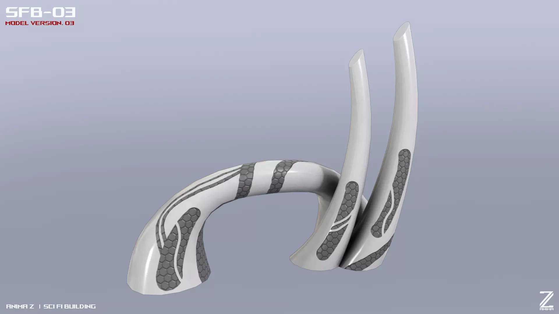 Scifi building Low-poly 3D model_0