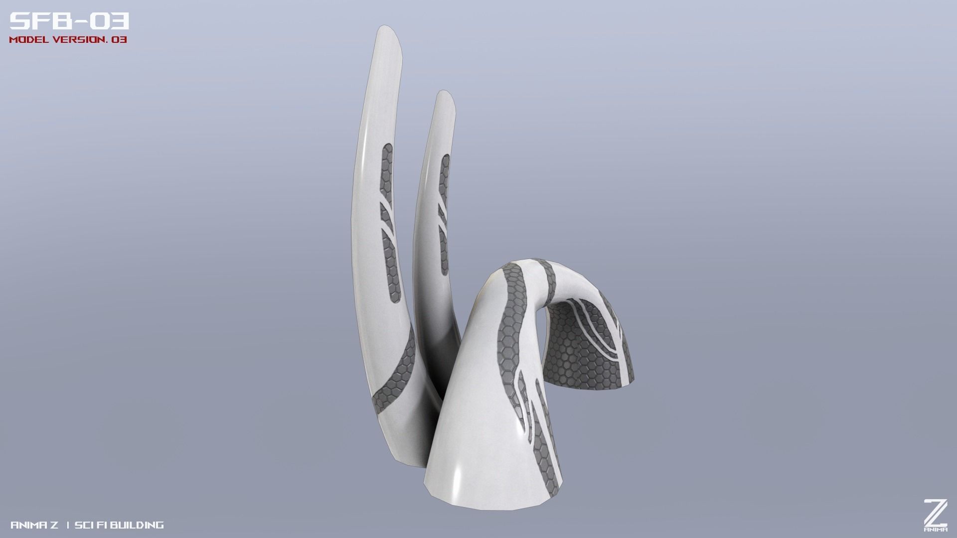 Scifi building Low-poly 3D model_8