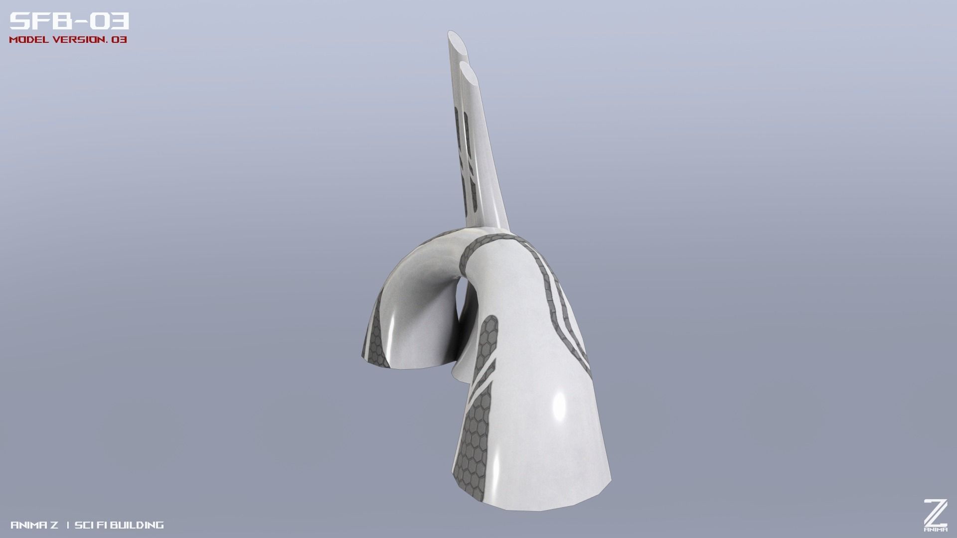 Scifi building Low-poly 3D model_5