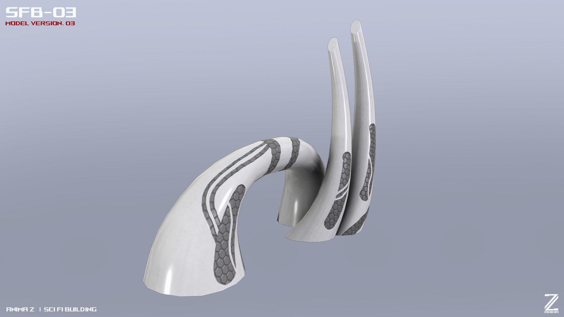 Scifi building Low-poly 3D model_6