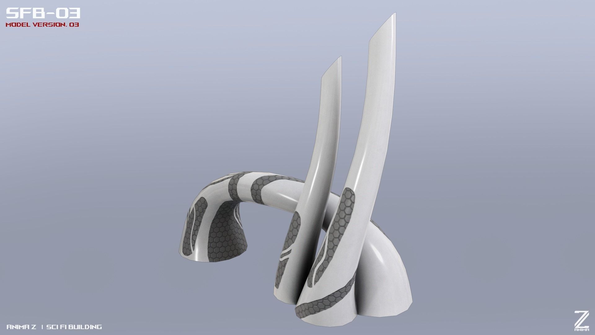 Scifi building Low-poly 3D model_7