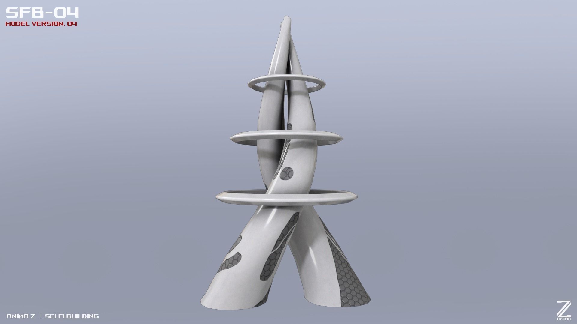 Scifi building Low-poly 3D model_6