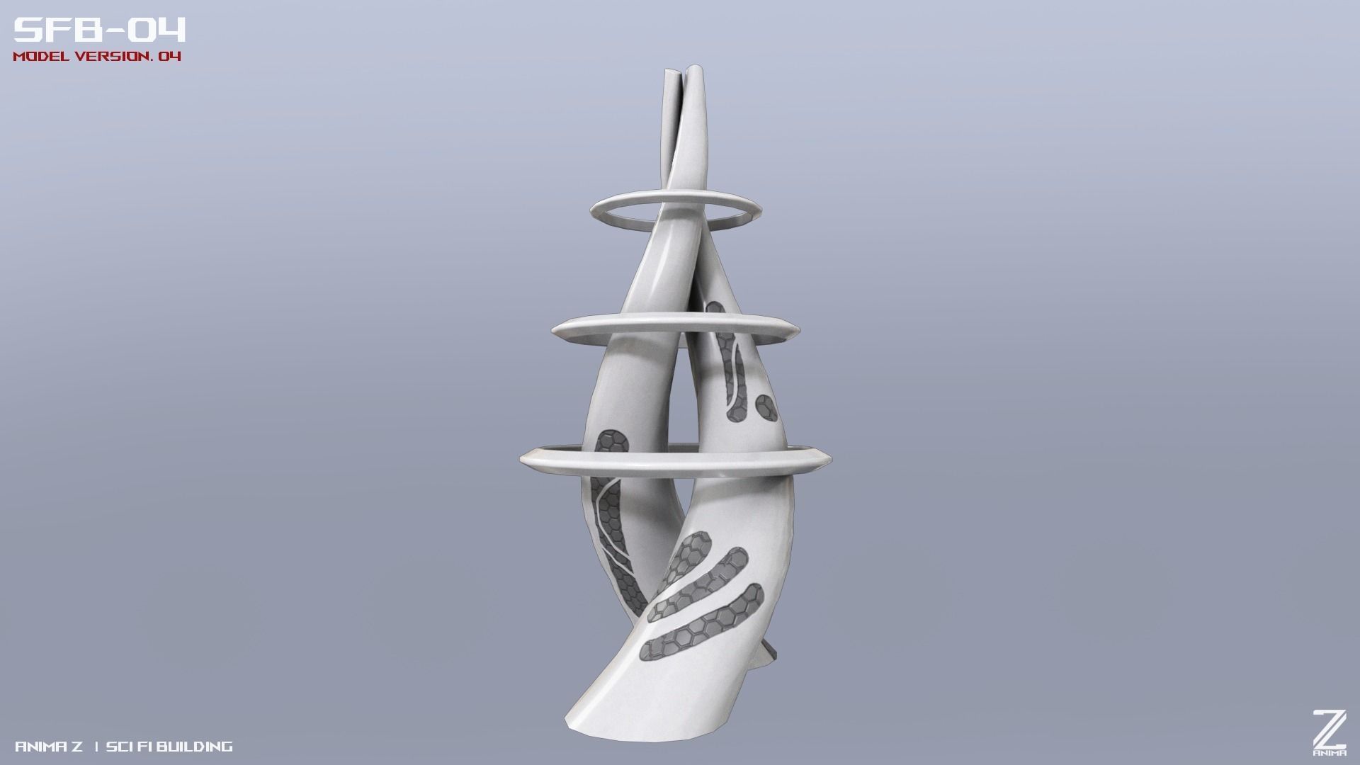 Scifi building Low-poly 3D model_5