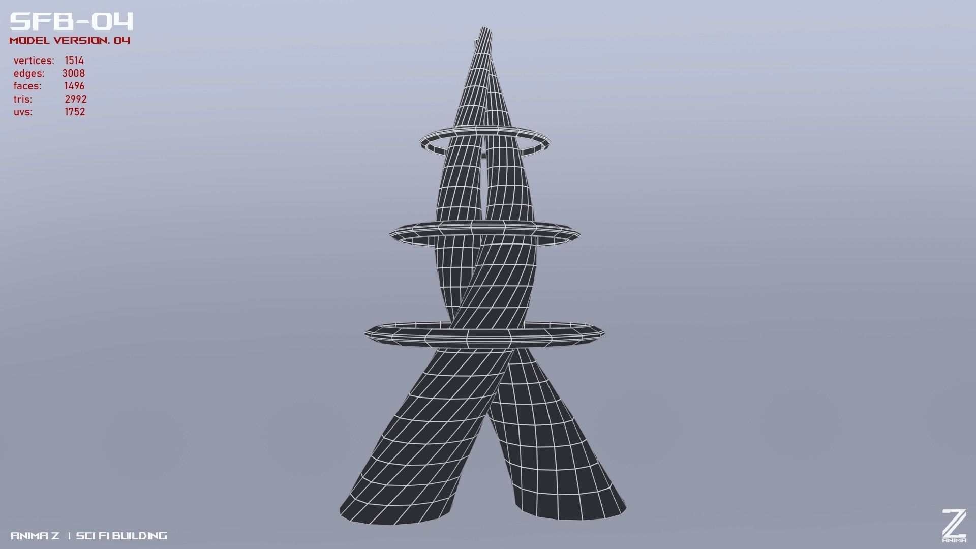 Scifi building Low-poly 3D model_13