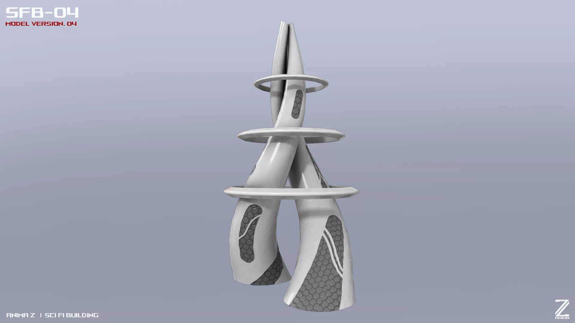 Scifi building Low-poly 3D model_0