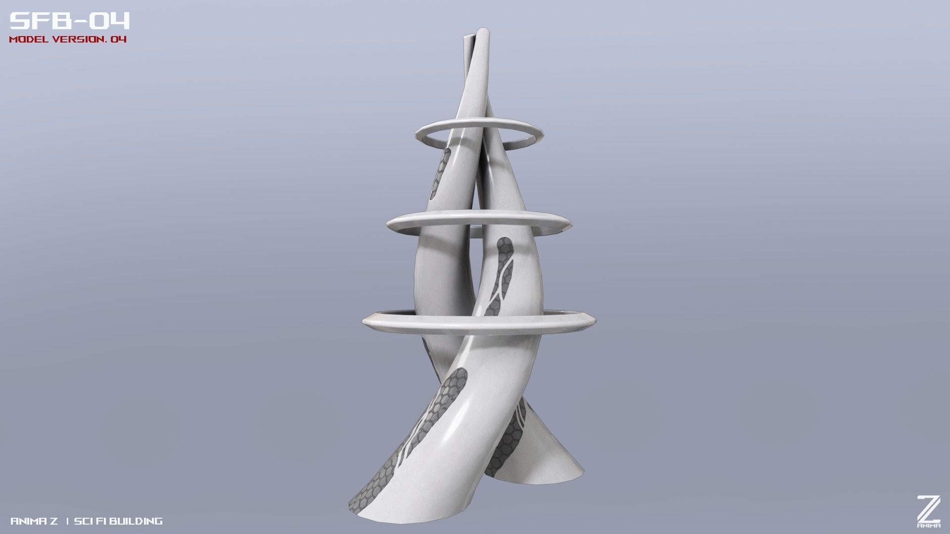 Scifi building Low-poly 3D model_8