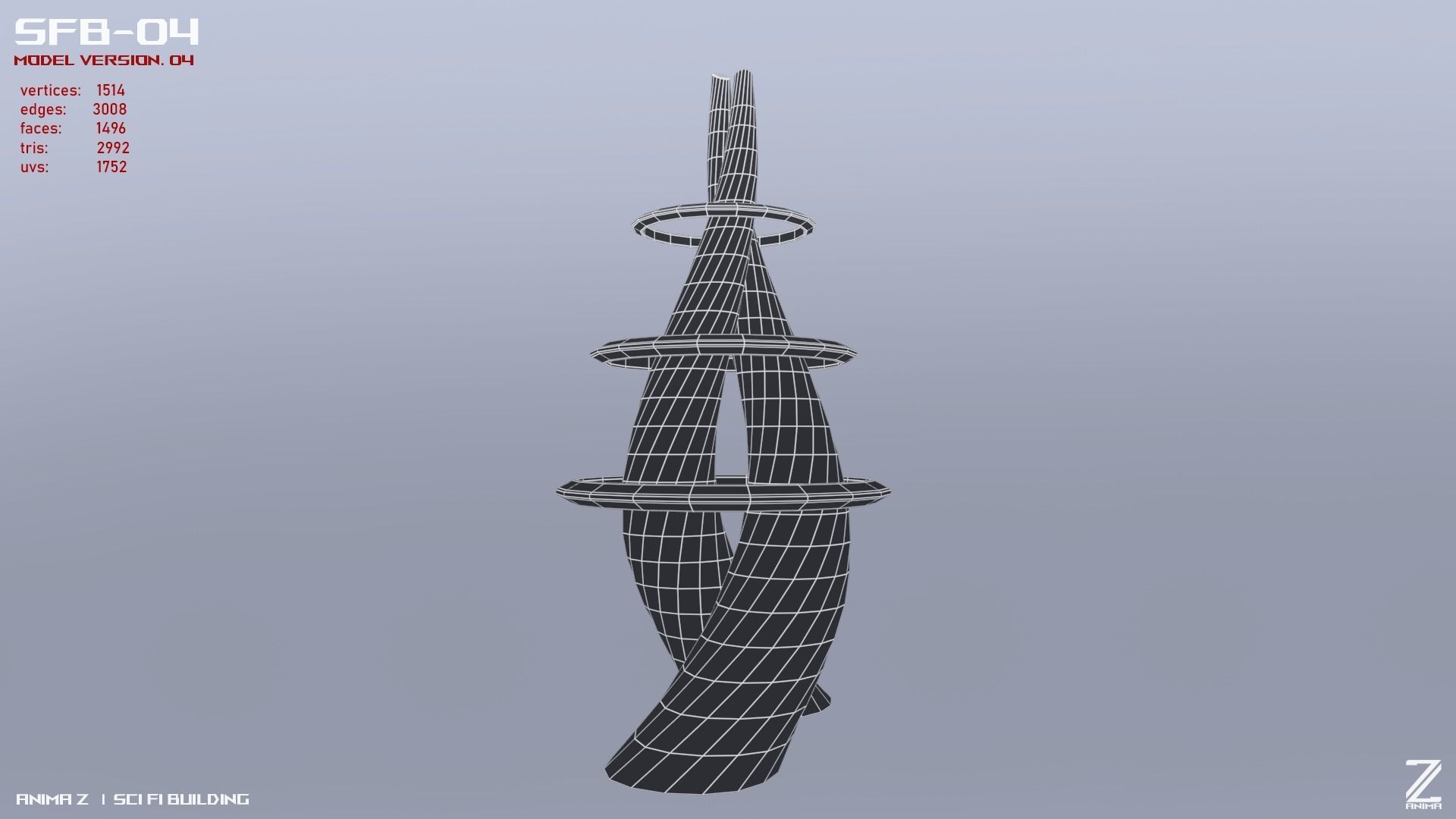 Scifi building Low-poly 3D model_12