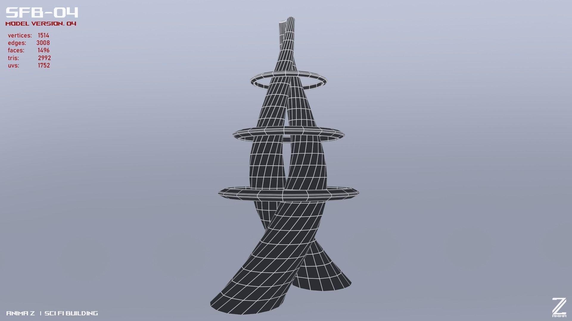 Scifi building Low-poly 3D model_14