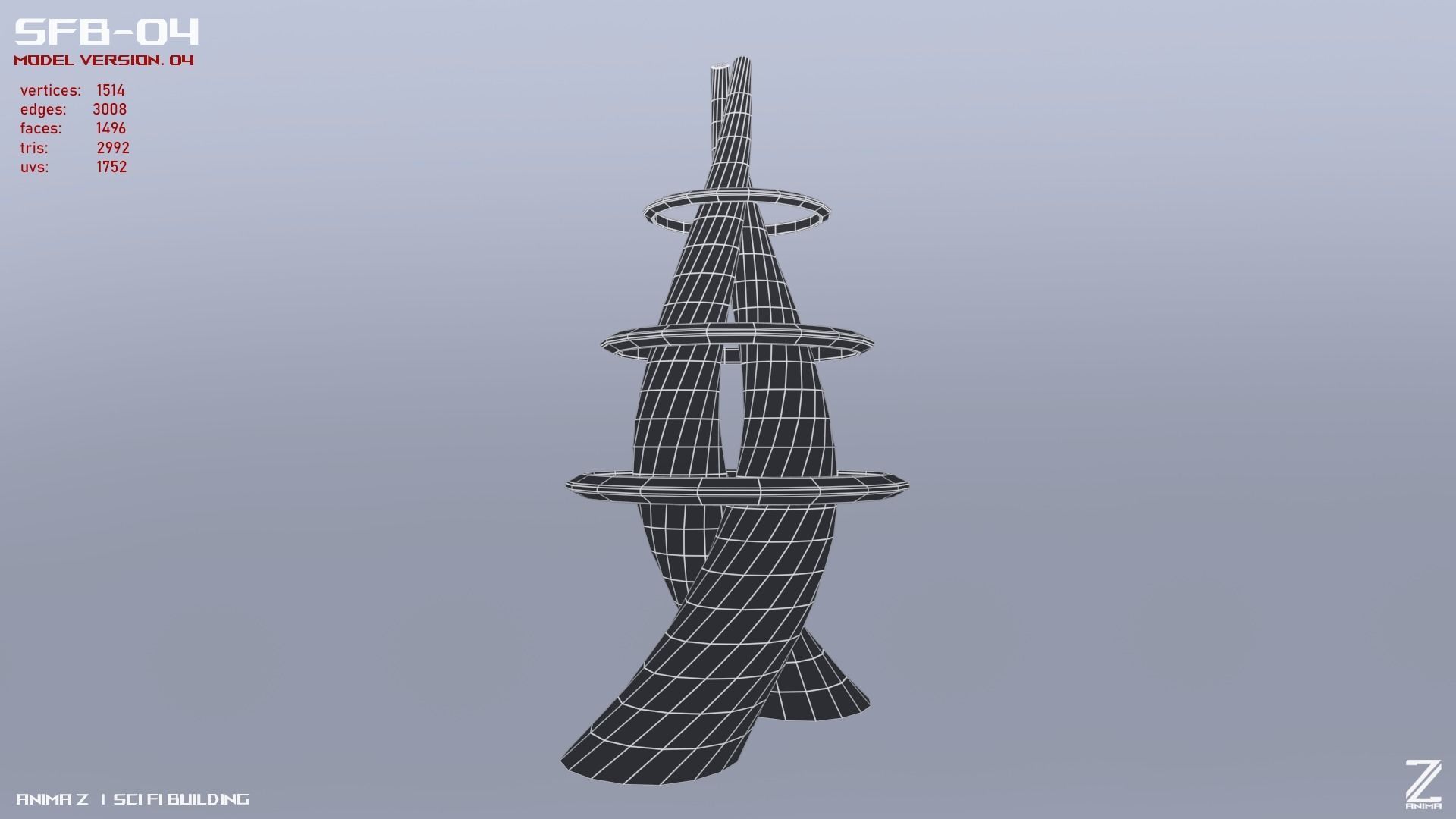 Scifi building Low-poly 3D model_10