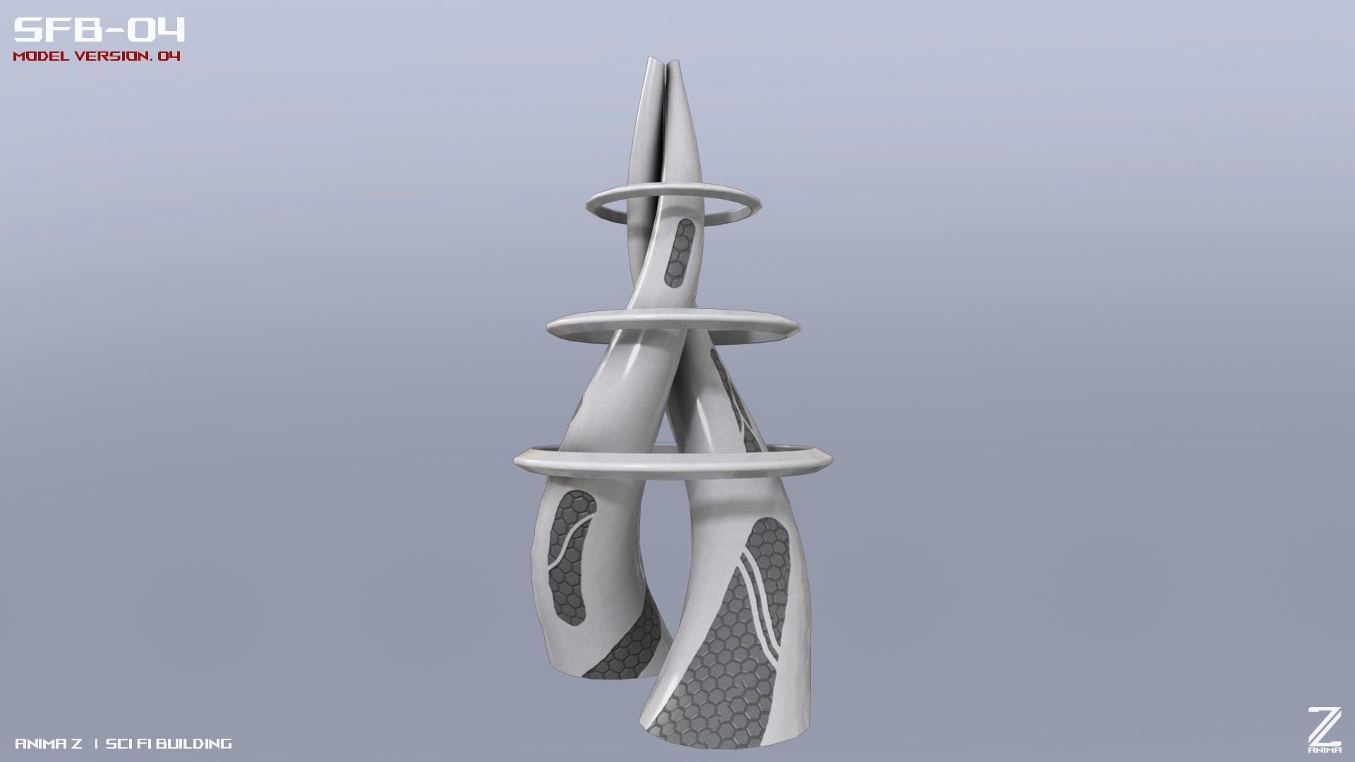 Scifi building Low-poly 3D model_7