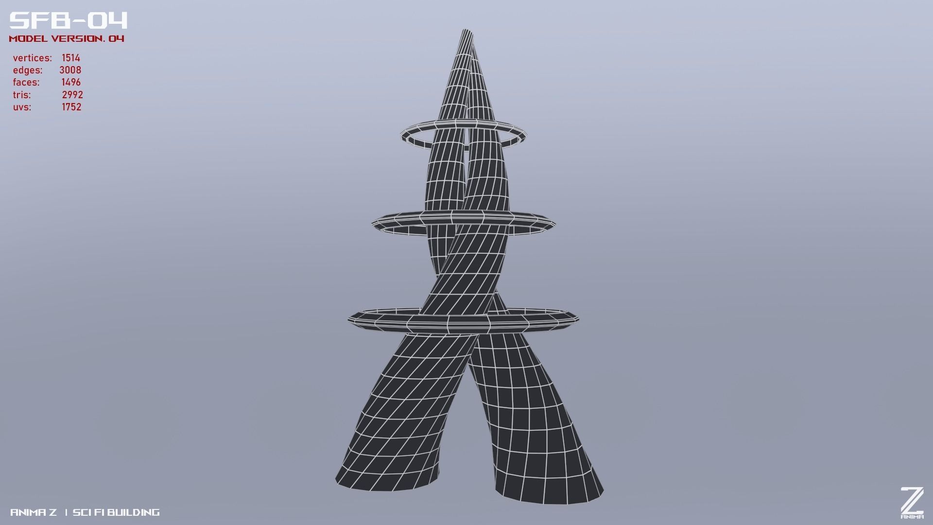 Scifi building Low-poly 3D model_11