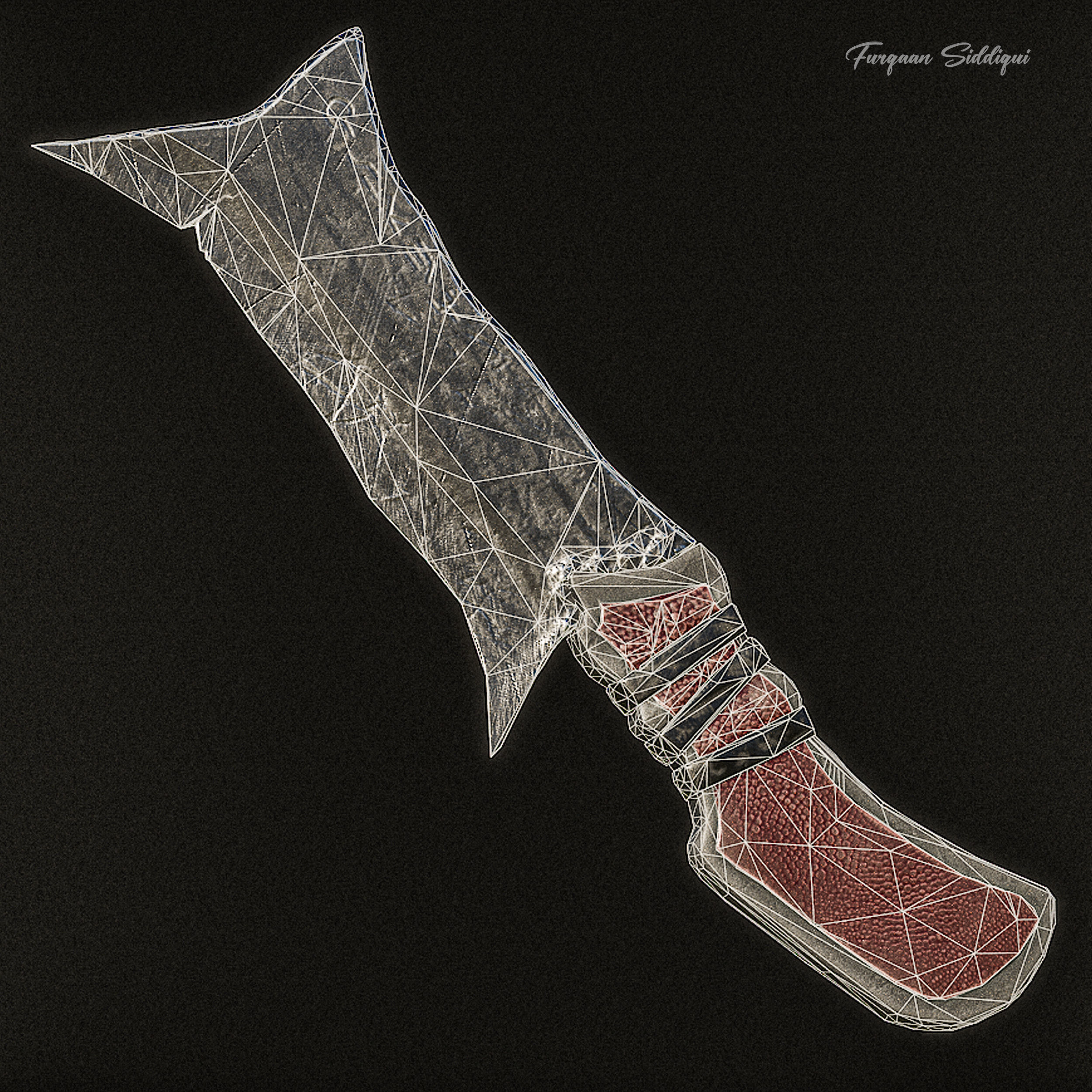 Detailed Dagger PBR Low-poly 3D model_10