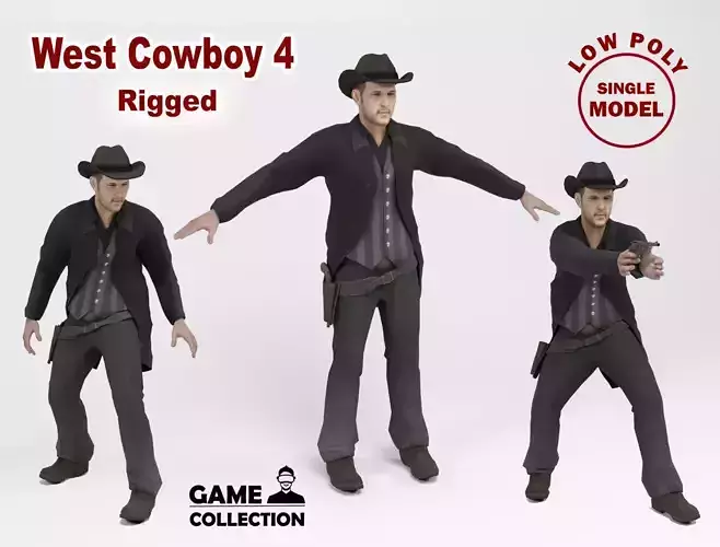 West cowboy 4 Low-poly 3D model