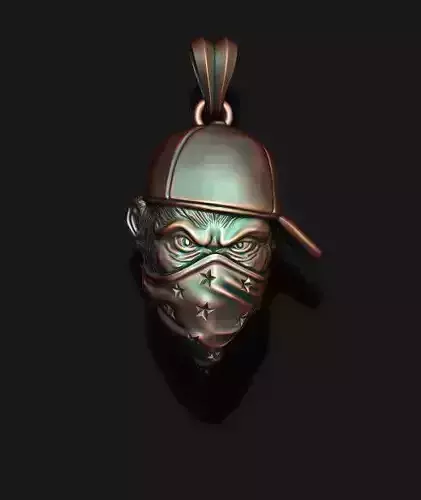ape gorilla with bandana pendant baseball cap hat 3D print model