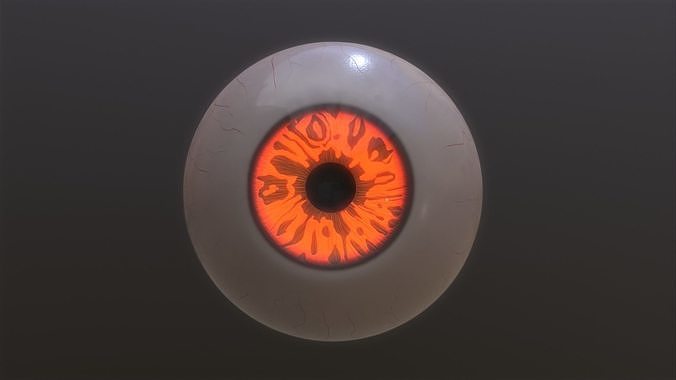 Brown-yellow-green Low-poly 3D model orange eye Low-poly 3D model