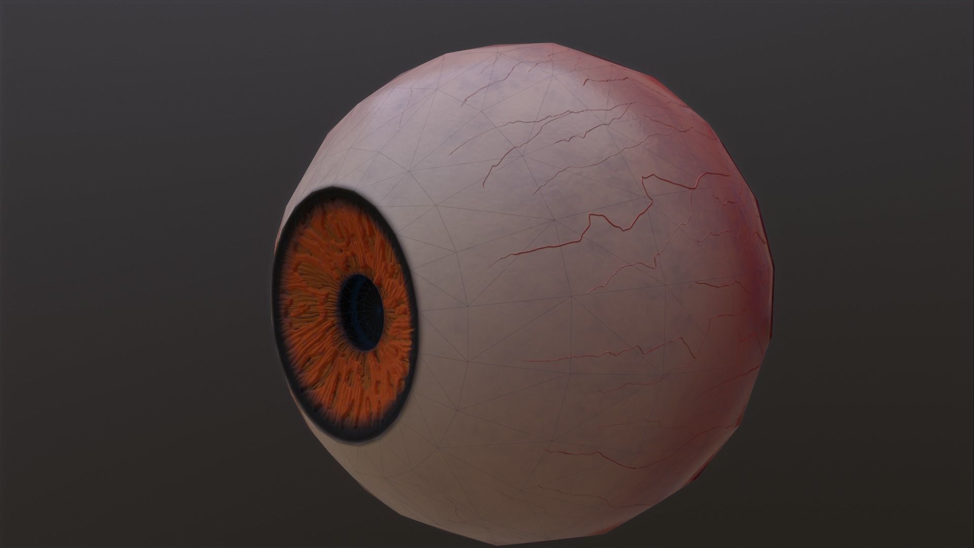 Brown-yellow-green Low-poly 3D model orange eye Low-poly 3D model_11