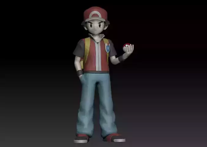 Pokemon Trainer Red 3D print model