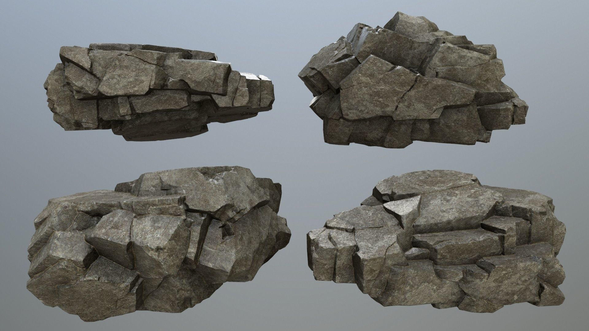 cliff rocks Low-poly 3D model_3