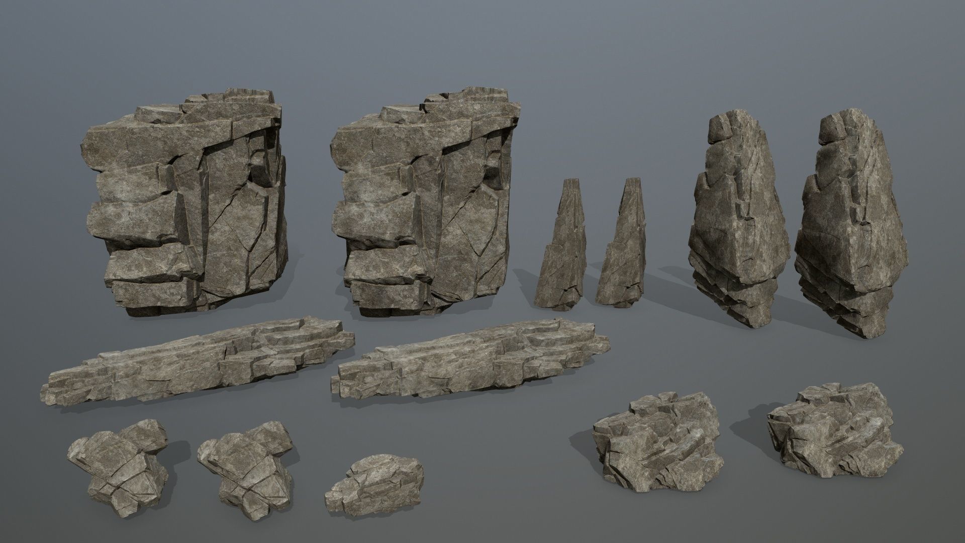 cliff rocks Low-poly 3D model_17