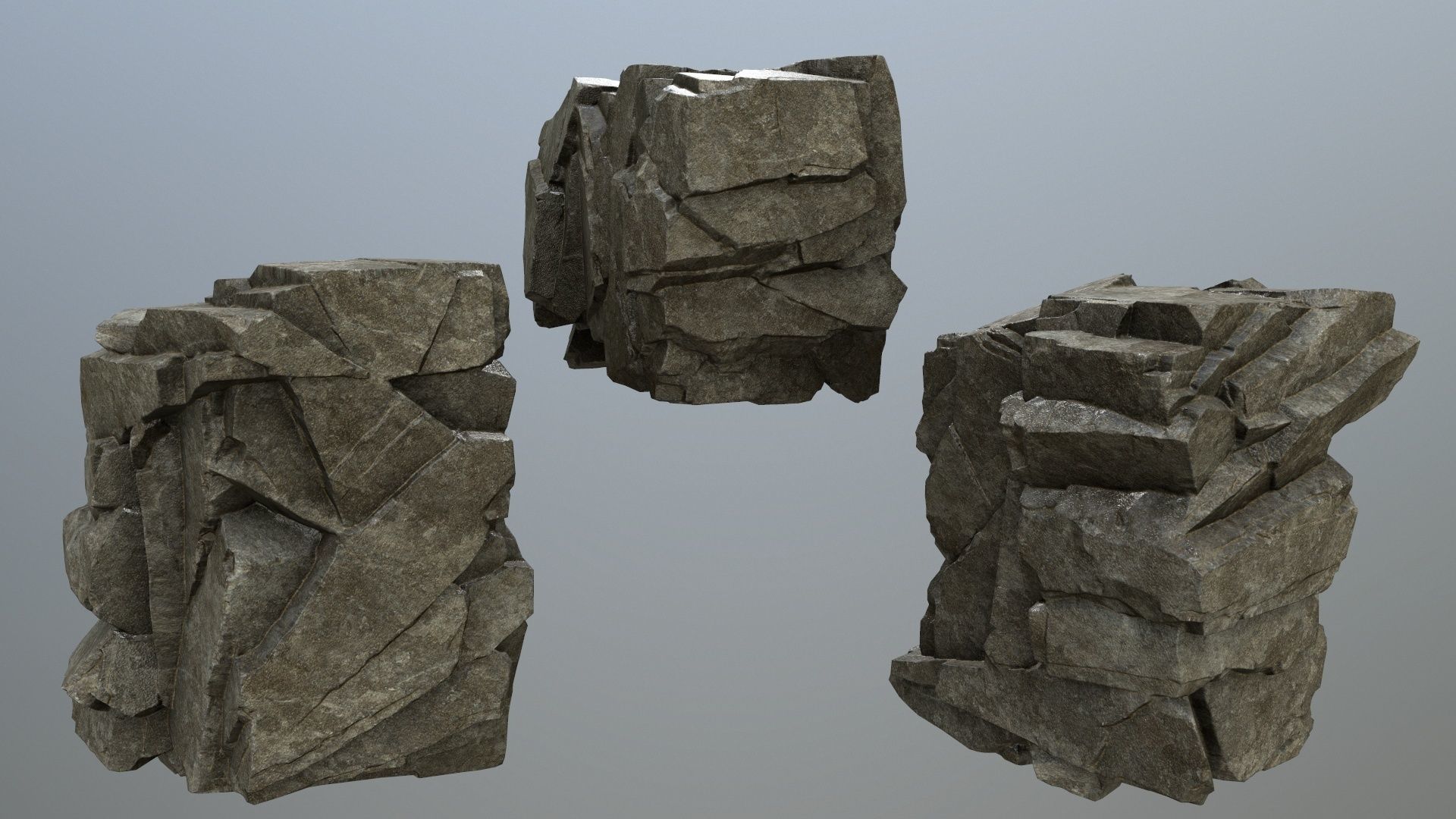 cliff rocks Low-poly 3D model_7