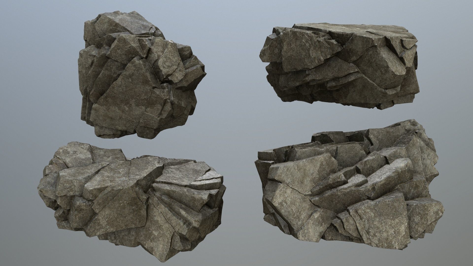 cliff rocks Low-poly 3D model_2