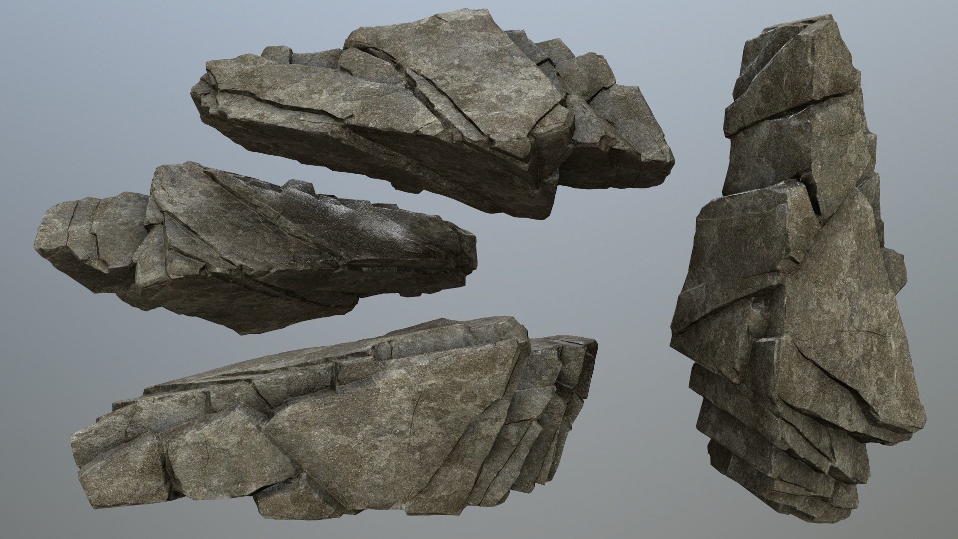 cliff rocks Low-poly 3D model_5
