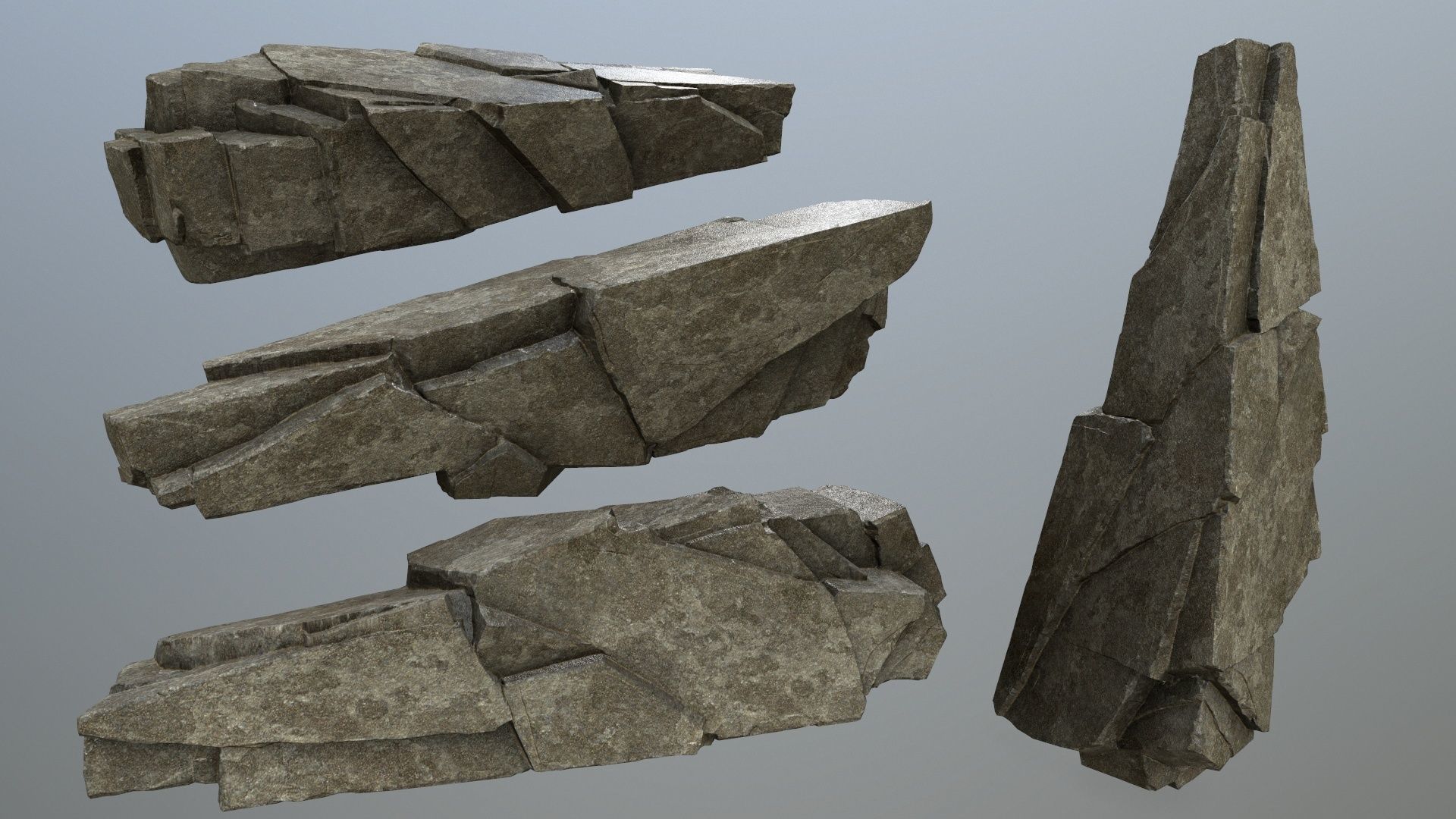 cliff rocks Low-poly 3D model_6
