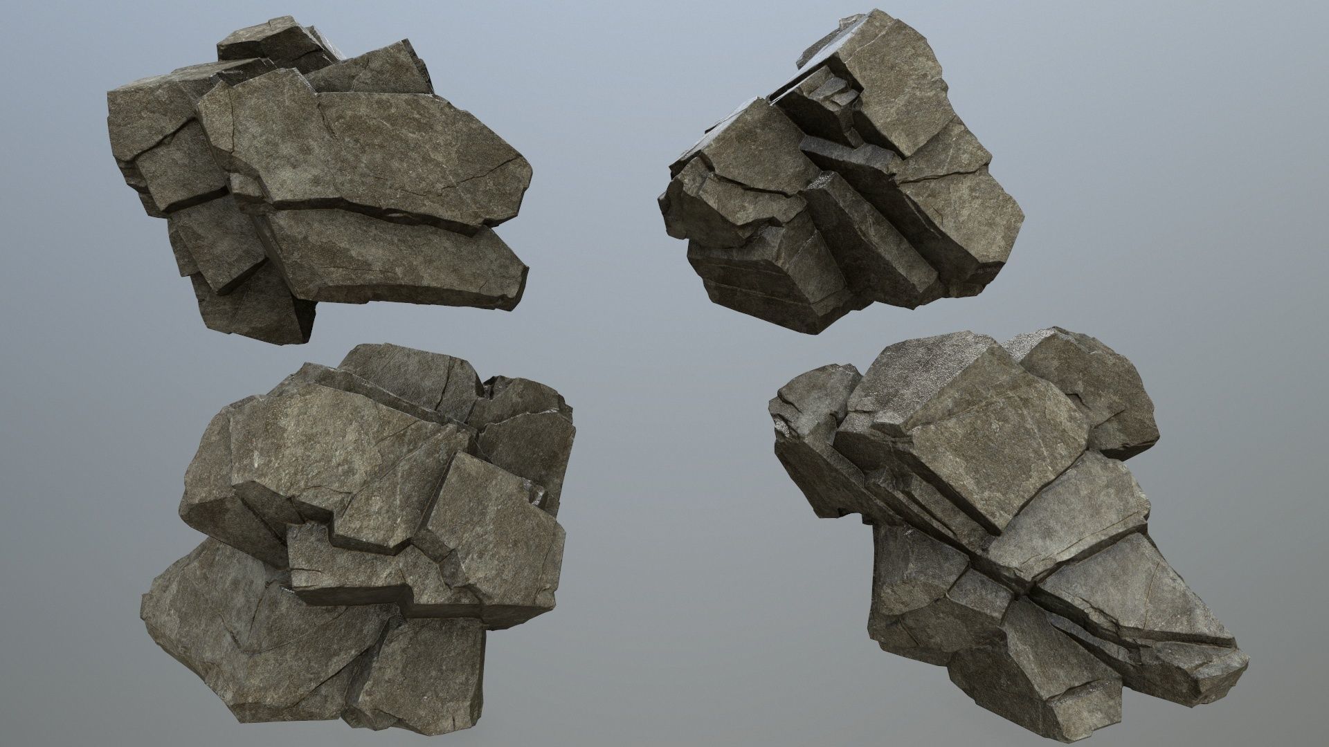 cliff rocks Low-poly 3D model_4