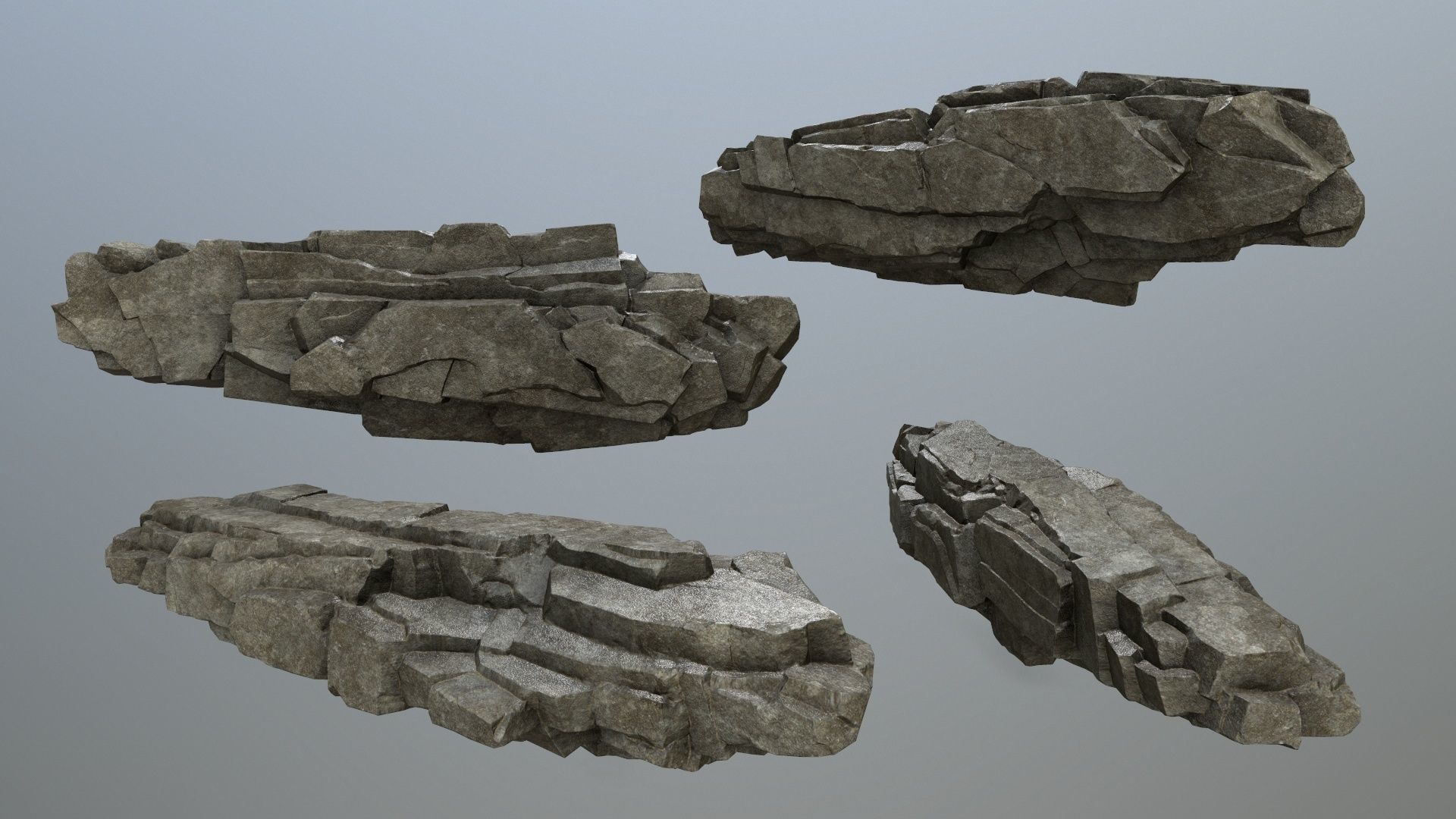 cliff rocks Low-poly 3D model_1