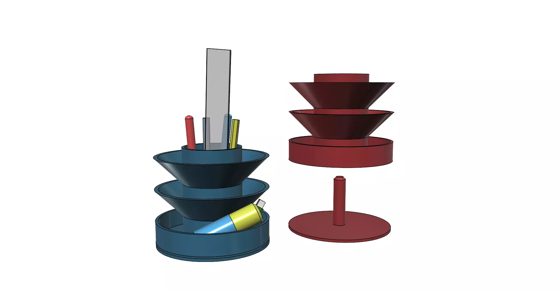 Rotary pencil holder easy print 3D print model