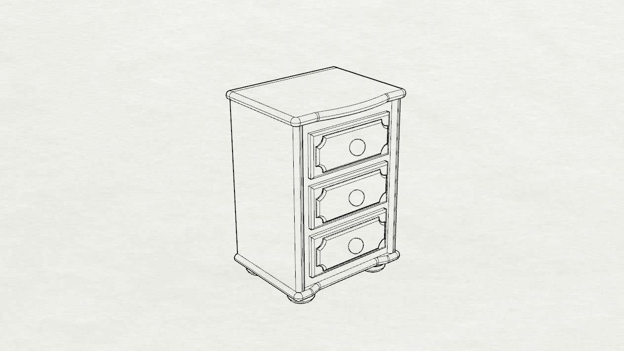 Dolls House Miniature Bedside Drawers 12th Scale 3D print model_1