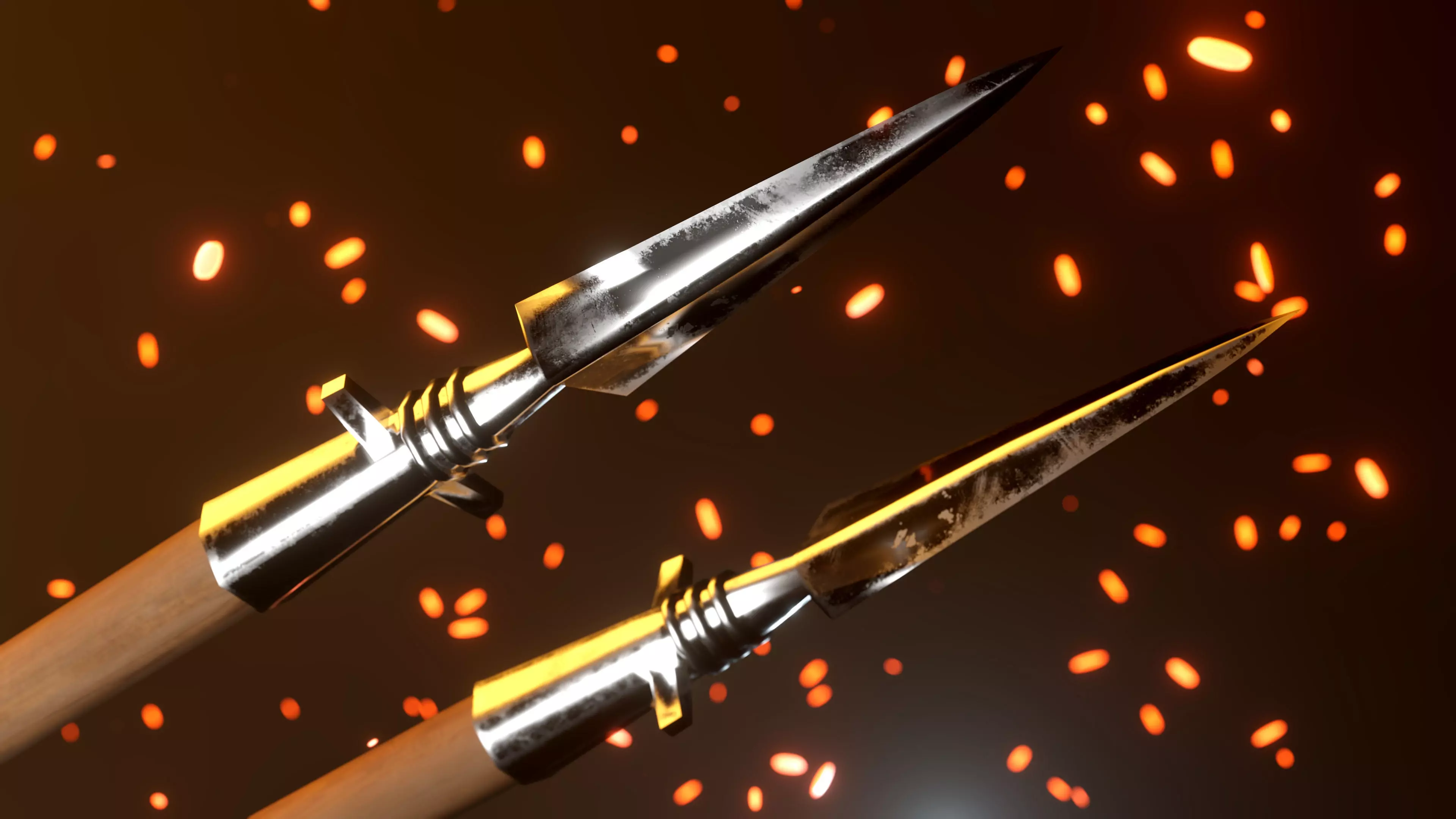 Medieval Spear Low-poly 3D model_0