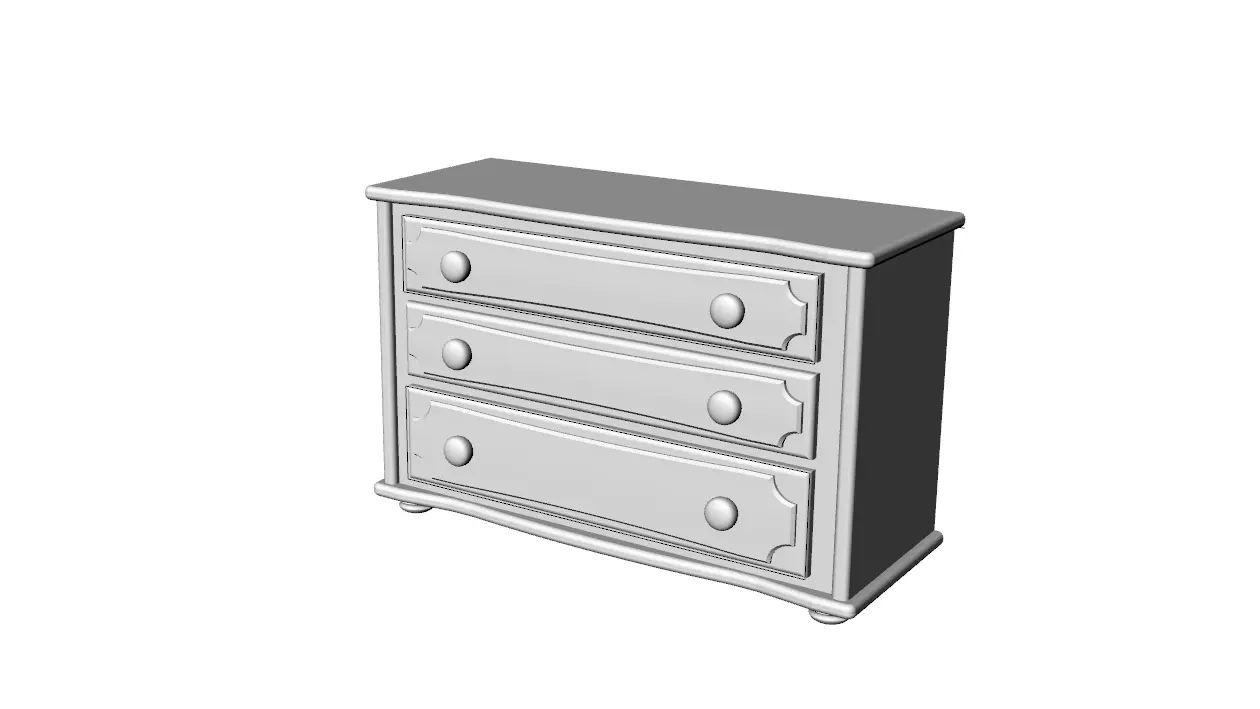 Dolls House Miniature Short Chest of Drawers 12th Scale 3D print model_0