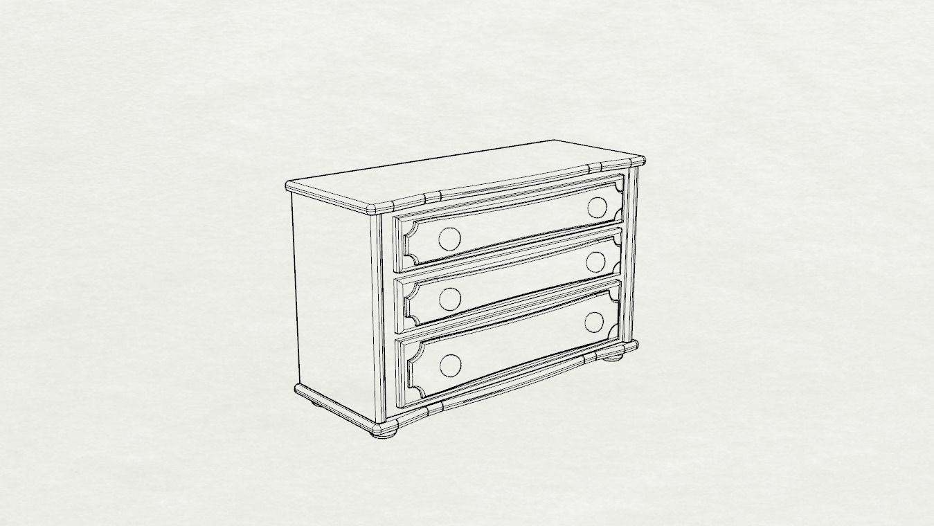 Dolls House Miniature Short Chest of Drawers 12th Scale 3D print model_1