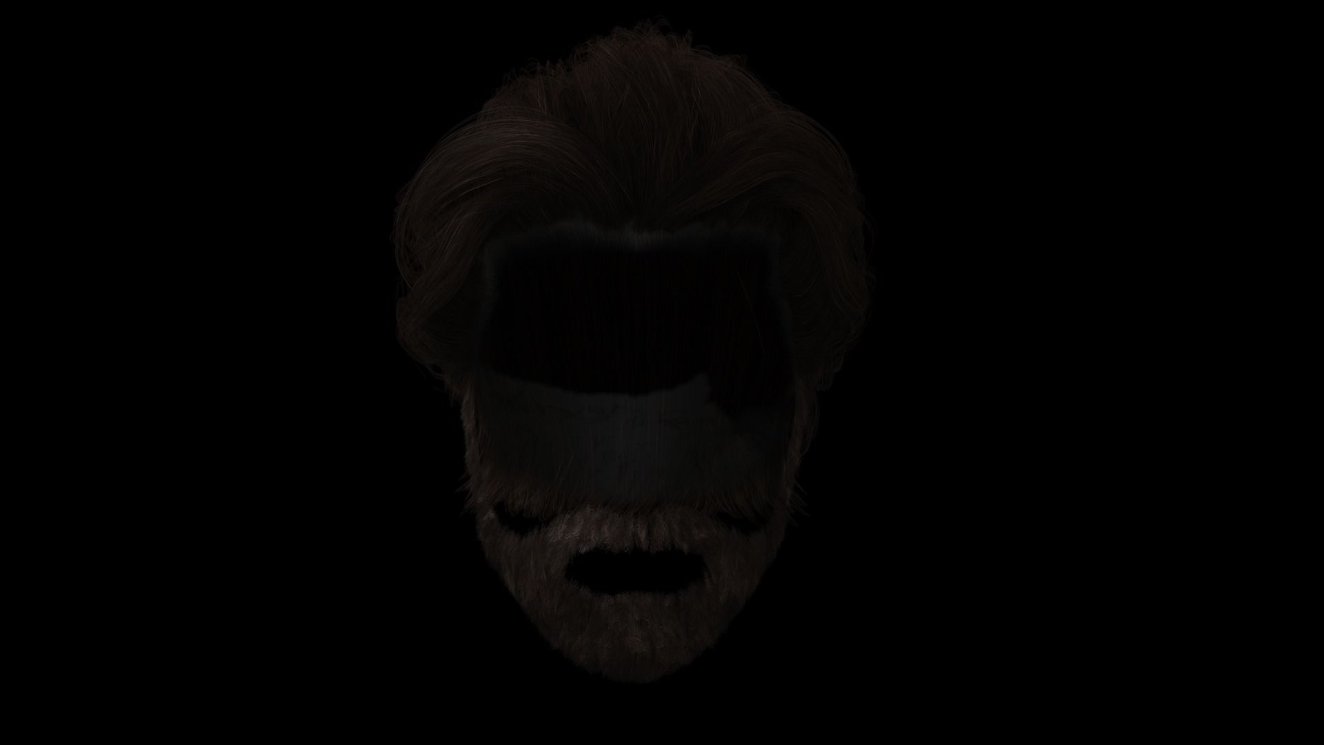 Realistic Hair Beard brows mustache low poly  Low-poly 3D model_7