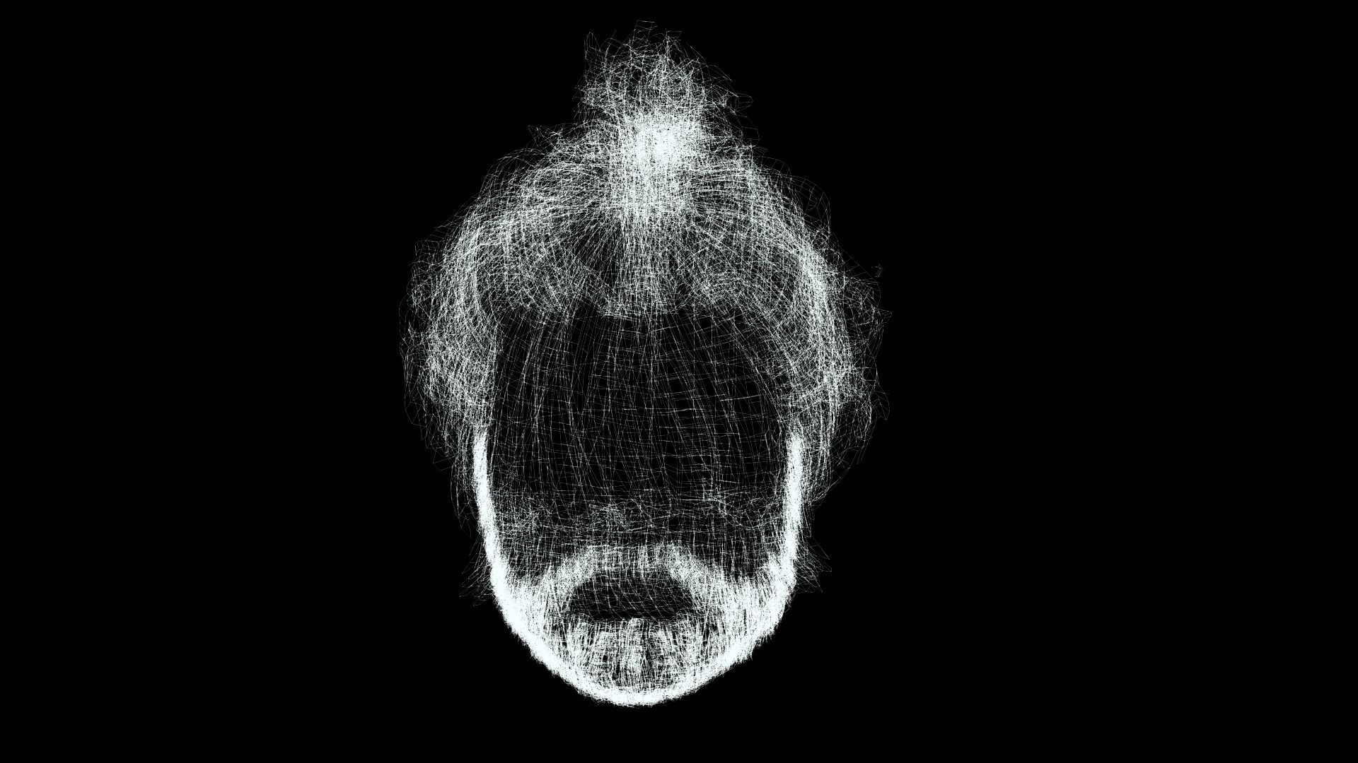 Realistic Hair Beard brows mustache low poly  Low-poly 3D model_11