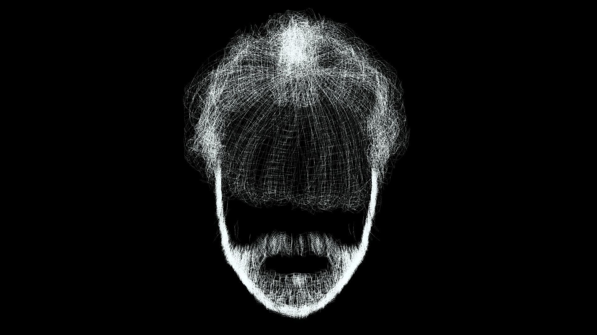 Realistic Hair Beard brows mustache low poly  Low-poly 3D model_10