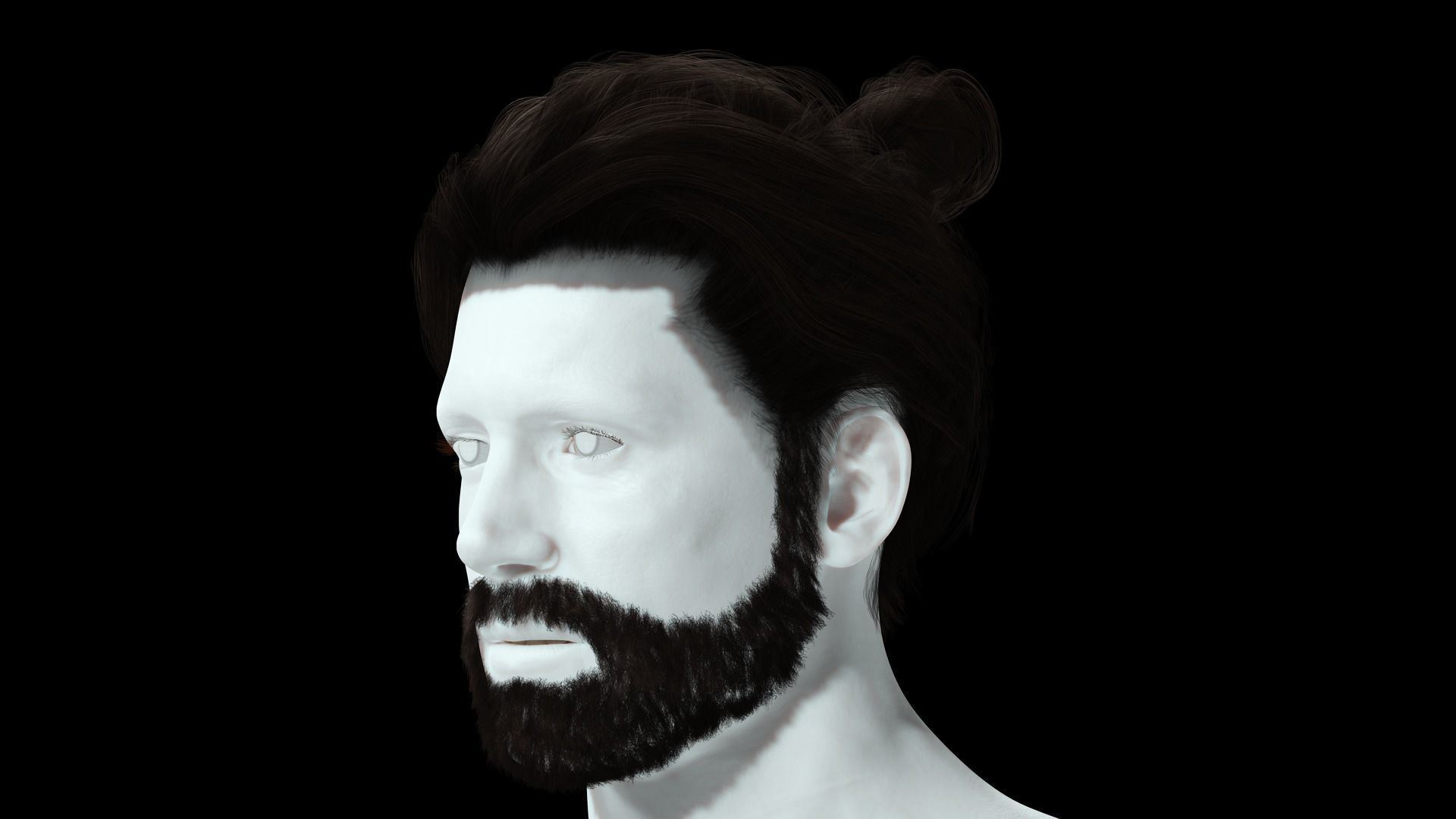 Realistic Hair Beard brows mustache low poly  Low-poly 3D model_3