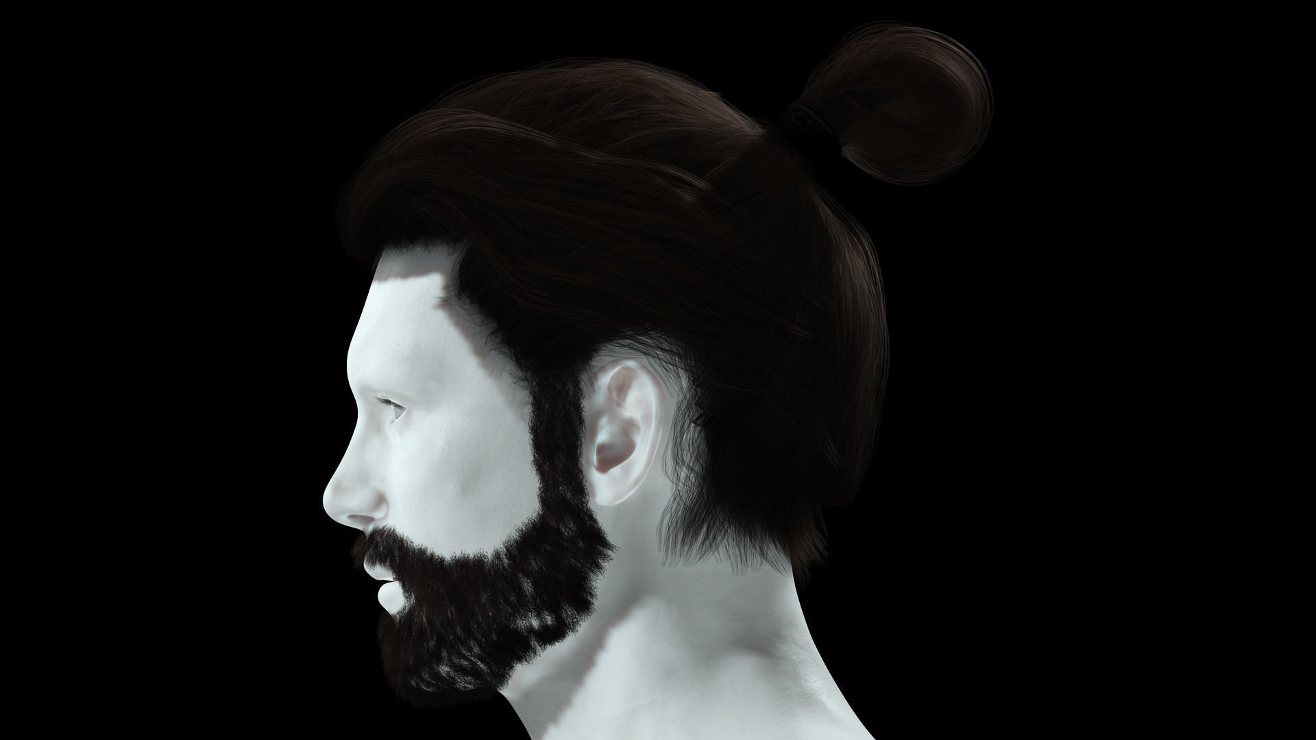 Realistic Hair Beard brows mustache low poly  Low-poly 3D model_4