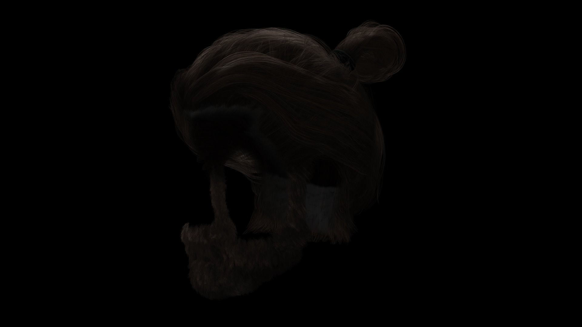 Realistic Hair Beard brows mustache low poly  Low-poly 3D model_8