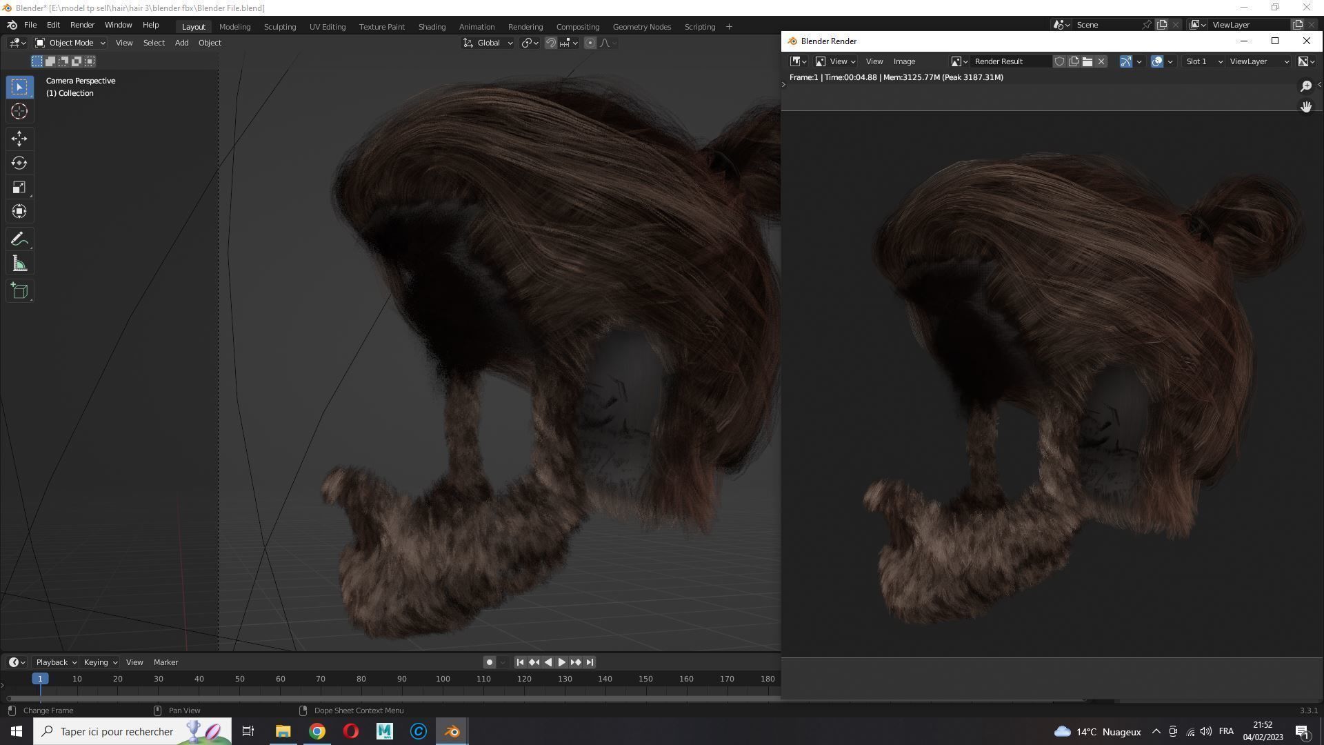 Realistic Hair Beard brows mustache low poly  Low-poly 3D model_14