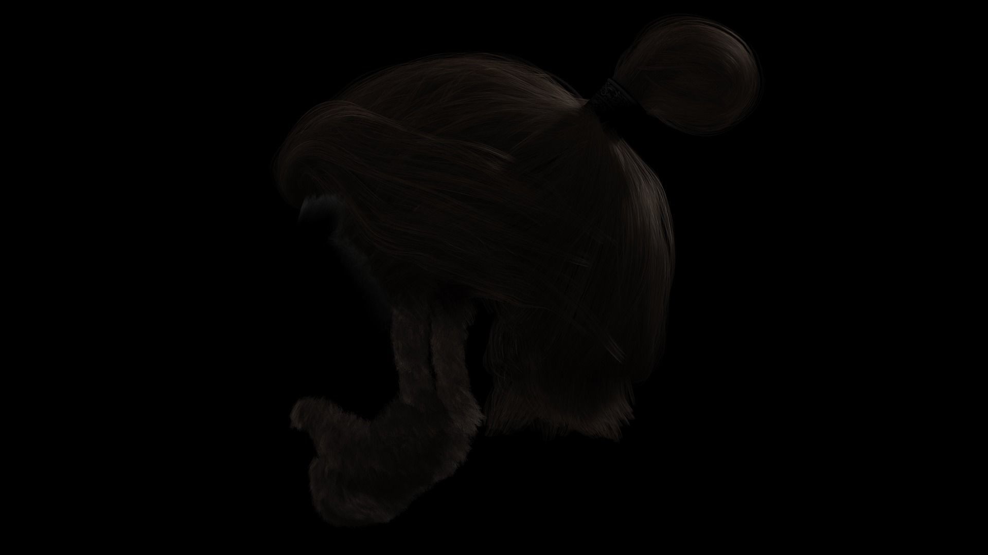 Realistic Hair Beard brows mustache low poly  Low-poly 3D model_9