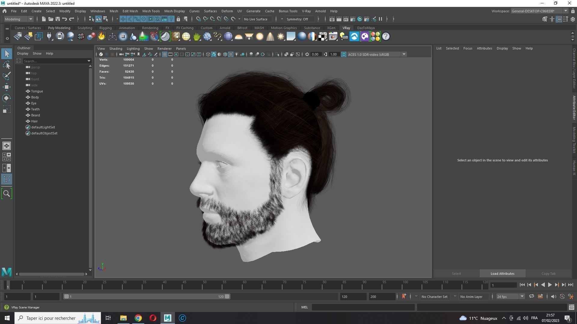 Realistic Hair Beard brows mustache low poly  Low-poly 3D model_16