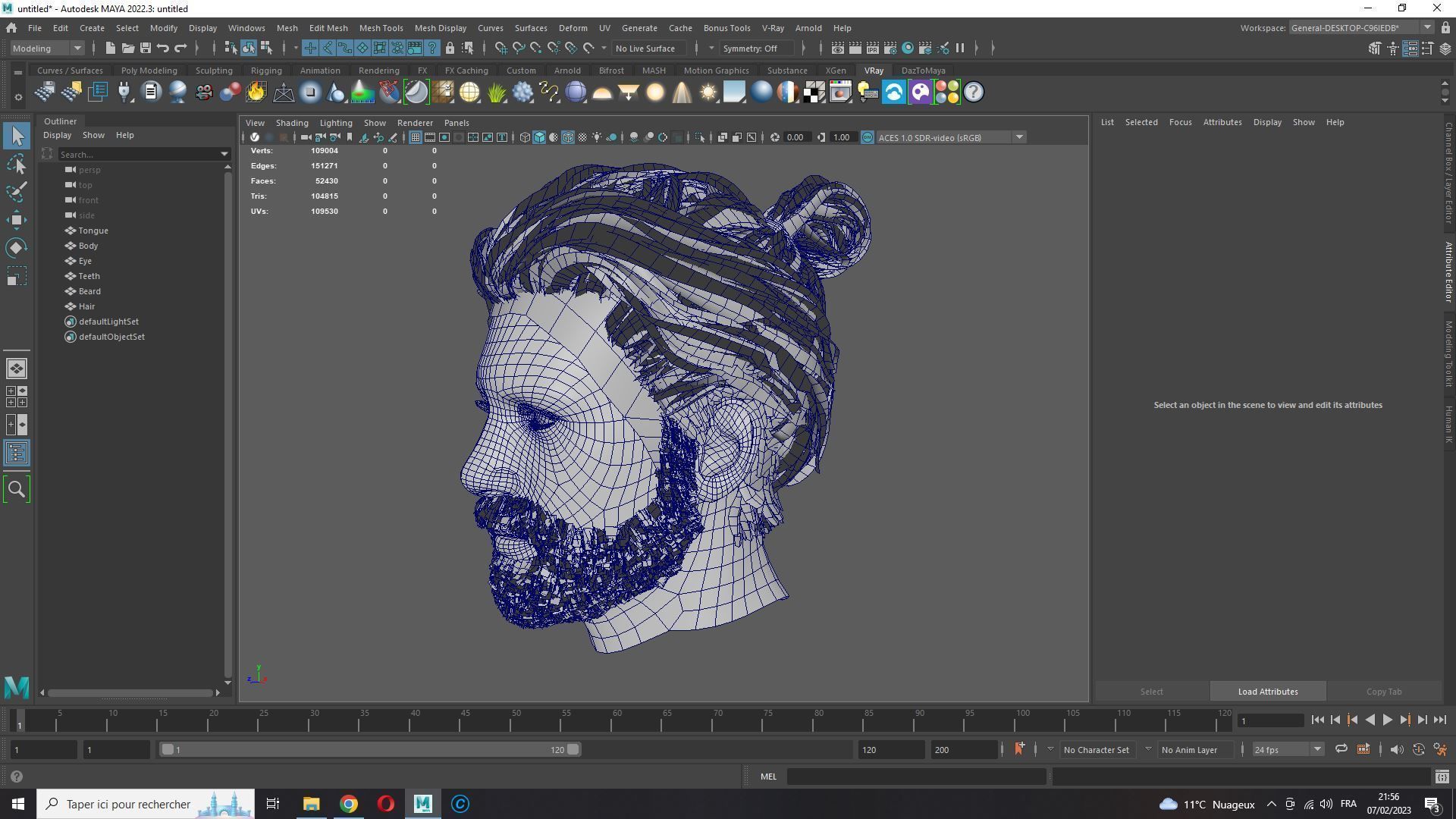 Realistic Hair Beard brows mustache low poly  Low-poly 3D model_15
