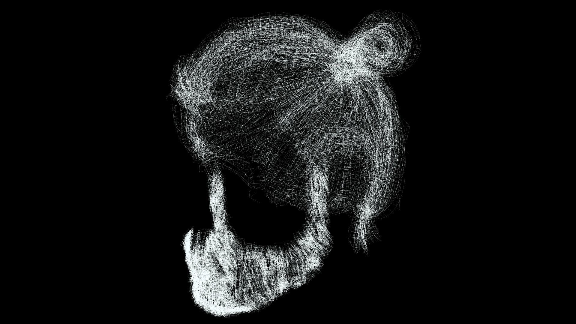 Realistic Hair Beard brows mustache low poly  Low-poly 3D model_12